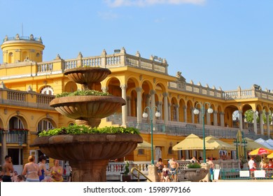 Budapest/Hungary- 2019: Széchenyi Thermal Bath In Budapest
