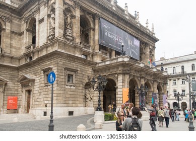 Budapest/Hungary - May 01 2015: Hungarian State Opera House. The Opera Is A Neo-Renaissance Opera House Located On Andrássy út. Construction Began In 1875 And Ended In 1884.