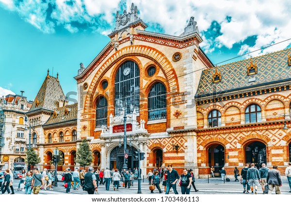 BUDAPEST,HUNGARY-MAY 06,2016:Great\
Market Hall or Central Market\
Hall(Hungarian-Nagyvasarcsarnok)-largest and oldest indoor market\
in\
Budapest,Hungary.