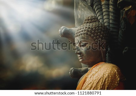 Buddha in the beautiful morning sun