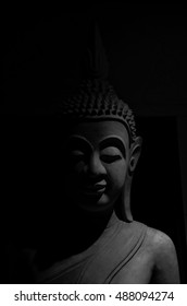 buddha face black and white