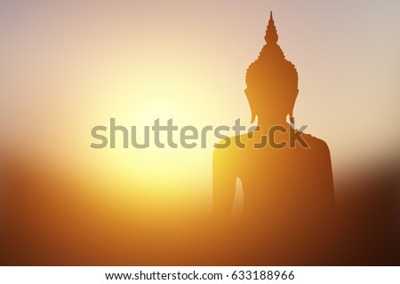 Buddha image With light transmitted from behind