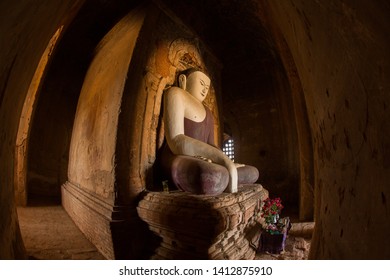 Buddha images and ancient pagodas at Bagan, Myanmar.