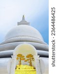 Buddha in Parinirvana. Plastic art at the Stupa of the Japanese Peace Pagoda in Unawatuna. Galle, Sri lanka.