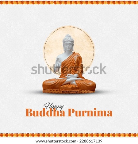 Buddha Purnima, Buddha statue meditation, floral background