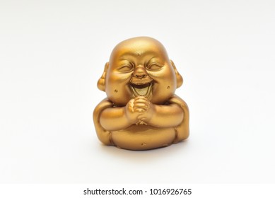Buddha Sculpture isolated white background gold color 