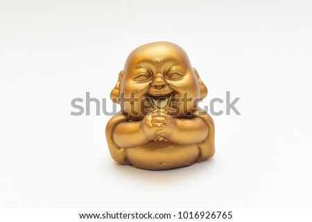 Buddha Sculpture isolated white background gold color 