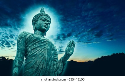 Buddha Standing  Isolated On  Sky Background 