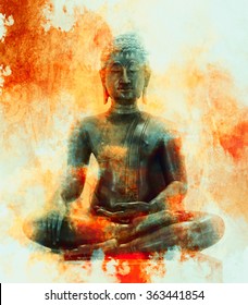 Buddha Statue On Grunge Background.