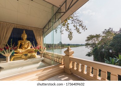 Buddha statue in the pavilion Mekong Riverside  at Wat Hin Mak Peng, Nong Khai, Thailand - Powered by Shutterstock