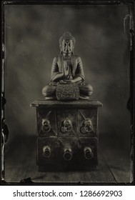 Buddha Statue Photographed In Ambrotype