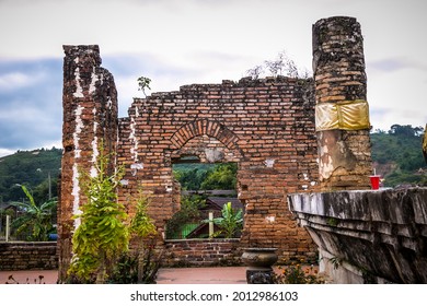 Buddha Statue In The Ruins Of Wat Piawat Temple, Destroyed In The Indochina War; Muang Khoun, Xiangkhouang, Laos