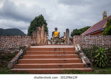 Buddha Statue In The Ruins Of Wat Piawat Temple, Destroyed In The Indochina War; Muang Khoun, Xiangkhouang, Laos