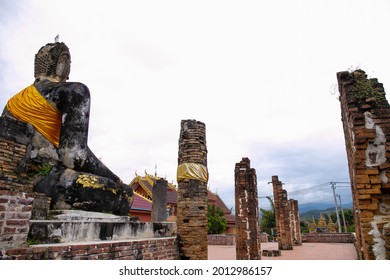 Buddha Statue In The Ruins Of Wat Piawat Temple, Destroyed In The Indochina War; Muang Khoun, Xiangkhouang, Laos