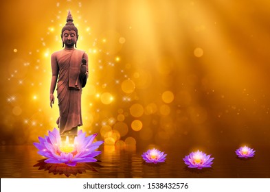 Buddha Statue Water Lotus Buddha Standing Stock Photo 1538432576 ...