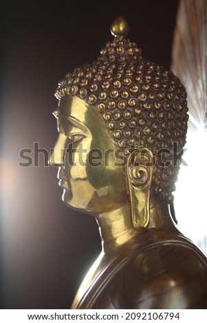 Buddha status closeup in many composition.