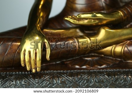 Buddha status closeup in many composition.