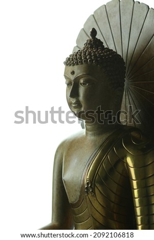 Buddha status closeup in many composition.