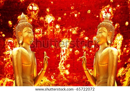 The Buddha status on abstract background