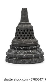 Buddha stupa - souvenir from Borobudur Temple in Indonesia - isolated on white background