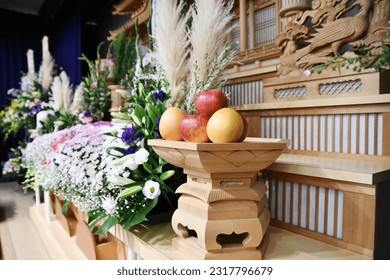 Buddhist altar in Japanese funeral ceremony