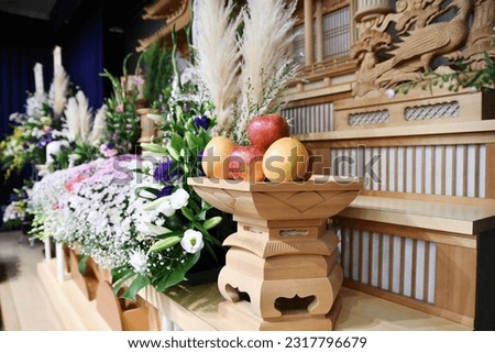 Buddhist altar in Japanese funeral ceremony