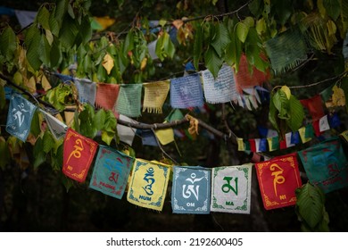 Buddhist Prayer Flags In Many Colors 