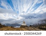 Buddhist stupa near Kumjung village in Himalayan mountains, Nepal