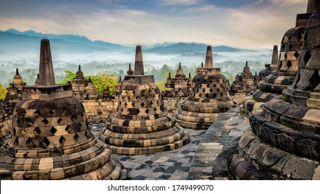 buddhist temple at central java indonesia its name borobudur, part of borobudur temple called stupa