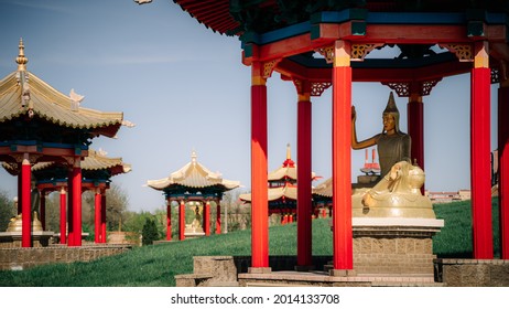 Buddhist temple Golden abode of Buddha Shakyamuni, Elista city, Republic of Kalmykia, Russia - Shutterstock ID 2014133708