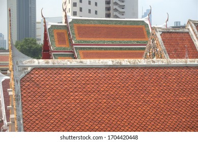 Buddhist temple roofs, tile details