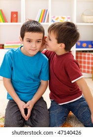 So Buddy Here Is The Plan - Two Kids Whispering Secrets