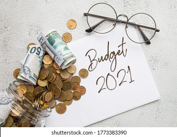 Budget 2021. Money, Coins On Table