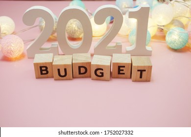 Budget 2021 Word Alphabet Letters On Pink Background