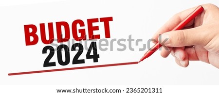 BUDGET 2024 made with red marker and hand on white background