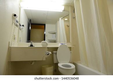 Budget Motel Bathroom In USA