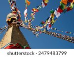 Budha stupa or Boudhanath Stupa, religious sacred temple in Kathmandu Nepal.. Eyes of Buddha