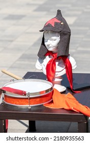 Budyonovka On A Mannequin, A Drum And A Red Tie, A Symbol Of The Pioneers.