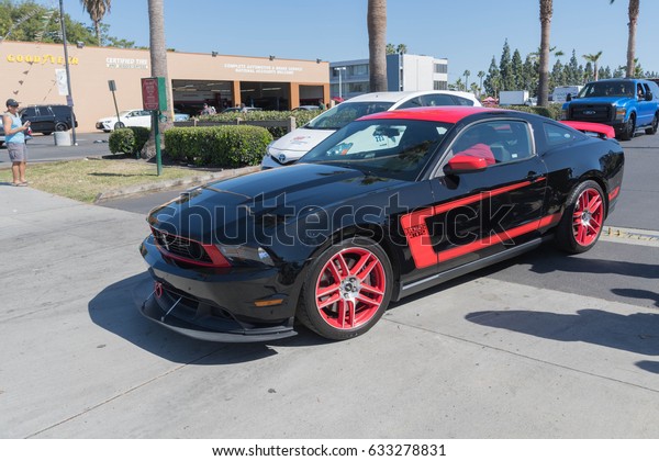 Buena Park,\
USA - April 30, 2017: Ford Mustang Boss 302 fifth generation on\
display during the Fabulous Fords\
Forever