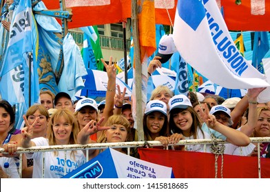 Buenos Aires, Argentina; 03/01/2015: A Group Of Women During A Demonstration For The Last Opening Of Ordinary Sessions Of The Congress Of President Cristina Fernández De Kirchner.