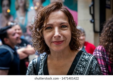 Buenos Aires, Argentina - 10/29/2018: Actress Alejandra Darin (president of the Argentinian Society of Actors) at ECA (encounter of science and art), an event against the government policies of Macri