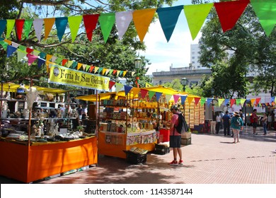 Buenos Aires, Argentina - 2018-02-04 : Feria De San Pedro Telmo, or the San Telmo fair a or market held on sundays in Buenos Aires, Argentina