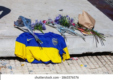 Buenos Aires, Argentina - 26 November, 2020: Club Symbols Boca On The Day Of Farewell To Diego Maradona