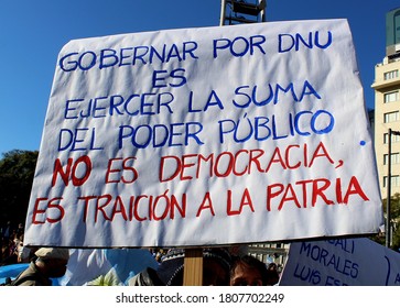 Buenos Aires, Argentina, August 17, 2020. Many People Filled The Streets Around The Obelisk Against Corruption And Judicial Reform.