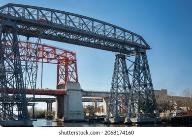 Buenos Aires, Argentina – August 31, 2017: Horizontal View Of Nicolás Avellaneda Transporter Bridge Over Matanza River (also Known As Riachuelo At Its Mouth In River Plate), La Boca Neighborhood 