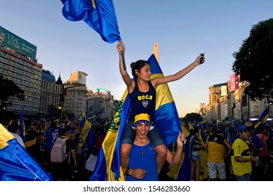 Buenos Aires/ Argentina - December 12 2012: Boca Juniors Is A Professional Football Team. Fans Celebrating Boca's First Fan Day