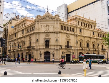 Buenos Aires, Argentina - February 11, 2019: Famous Landmark Of Buenos Aires, Argentina, Theater Cervantes On A Sunny Day