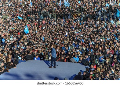 Sarandí, Buenos Aires, Argentina - February 23, 2017: Cristina Fernández De Kirchner At A Political Event On The Arsenal Soccer Field