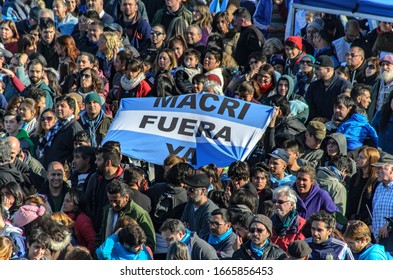 Sarandí, Buenos Aires, Argentina - February 23, 2017: Full Fotball Stadium In Political Act By Cristina Fernández De Kirchner. 
