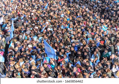 Sarandí, Buenos Aires, Argentina - February 23, 2017: Full Fotball Stadium In Political Act By Cristina Fernández De Kirchner